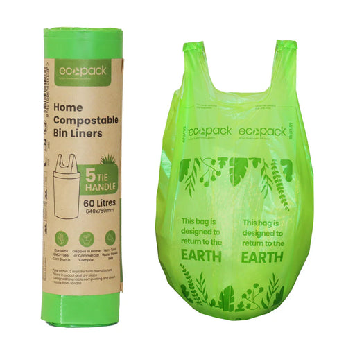 Ecopack Compostable Garbage Bin Liners 60ltr