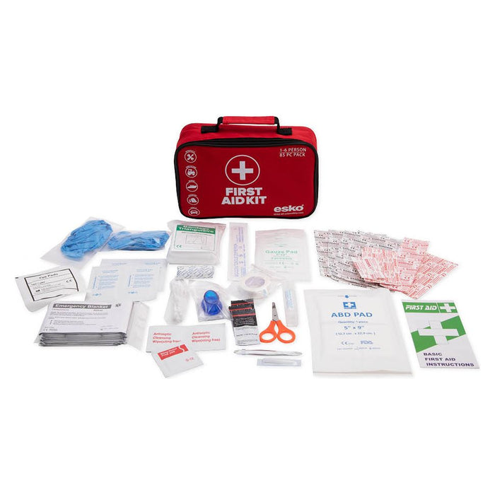 ESKO FIRST AID KIT, 1-6 PERSON, 85PC