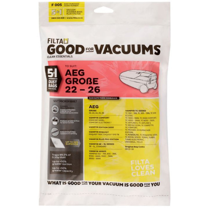 AEG Grobe 22-26 Vacuum Bags (F005)