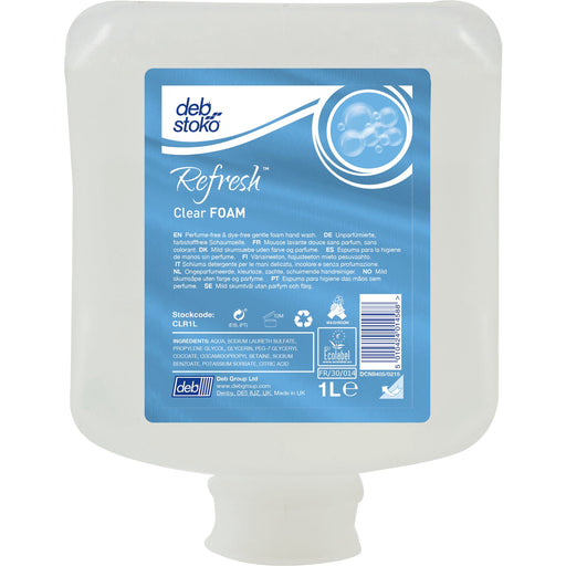 DEB CLEAR FOAM WASH 1LTR REFILL