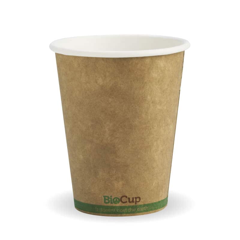 BIOCUP KRAFT SINGLE WALL HOT PAPER CUP 280ML - GREEN STRIPE