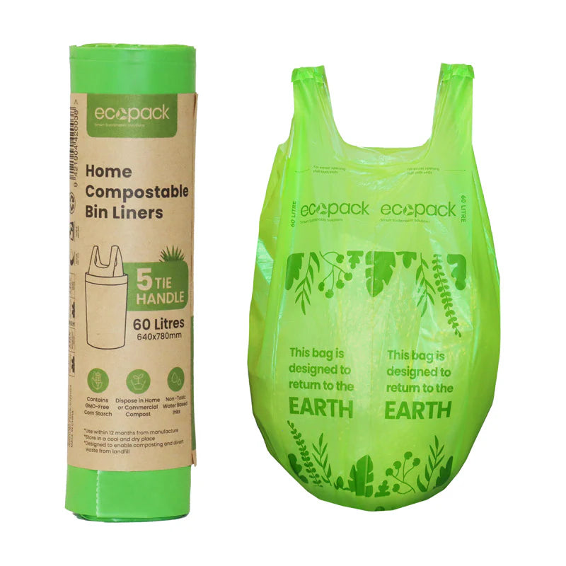 Ecopack Compostable Garbage Bin Liners 60ltr