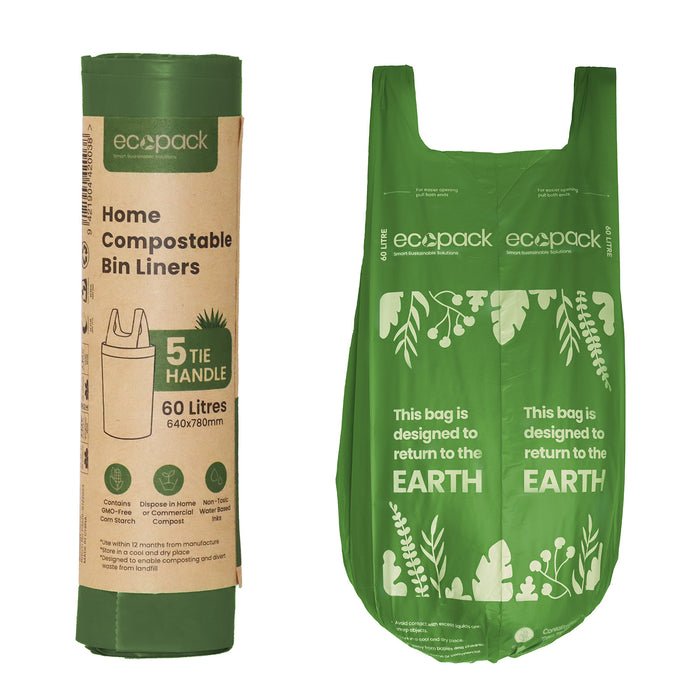 Ecopack Compostable Garbage Bin Liners 60ltr