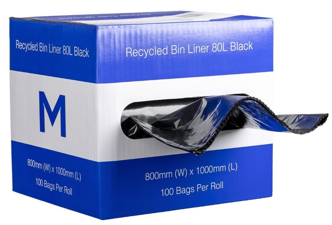 Dispenser Box Recycled Bin Liners - Black
