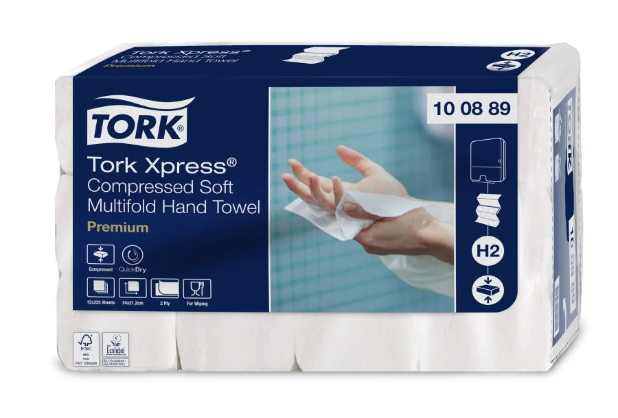 Tork H2 Xpress Compressed Multifold Hand Towel 225 Sheets (100889)
