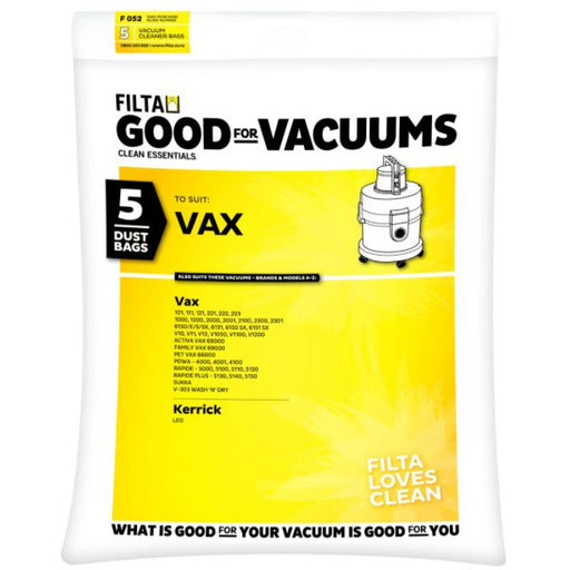 VAX PAPER VACUUM CLEANER BAGS (F052)
