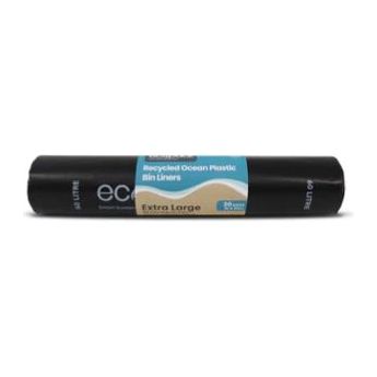 ECOPACK OCEAN-BOUND PLASTIC BLACK BIN LINERS 60LTR